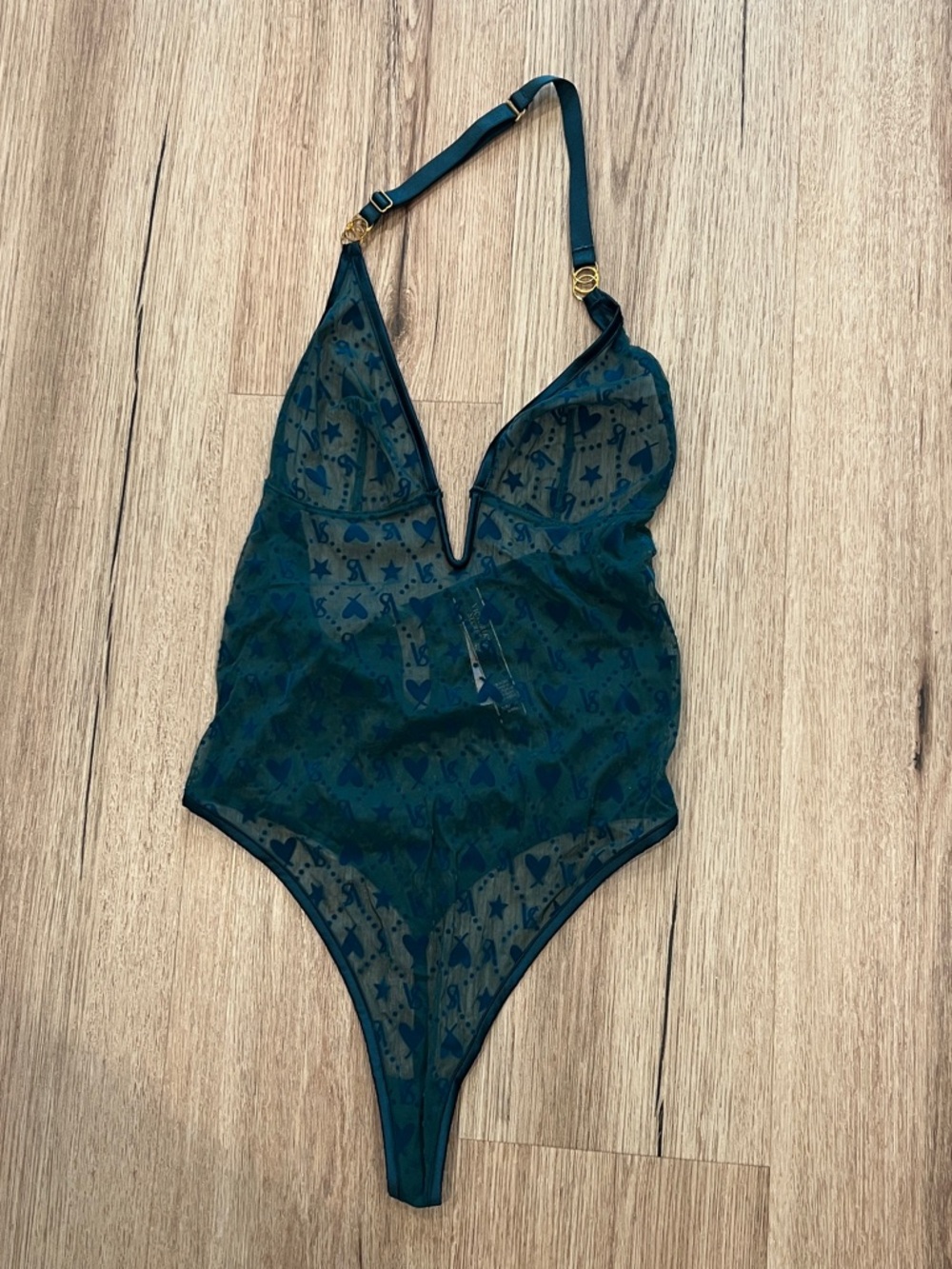 Victoria's Secret Teal Sheer Lace Bodysuit